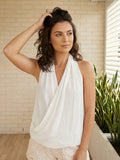 Women’s Summer Solid Color Halter Tank Tops Fashionable Loose Fit V Neck Backless Going Out Vest