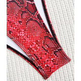 New Sexy Snake Skin Halter Monokini Women Swimwear One Piece Swimsuit Female Tummy Cut Out Bather Bathing Suit Swim Lady V3056