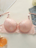 Pink Floral Lace set Lingerie Romantic Bralette Panty Girl set Women underwear set Women's 2-piece underwear set A2123