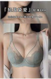 MOYISU French Pure Desire Sexy Rabbit Ears Cup Ultra-thin Underwear Women's Big Breasts Show Small Anti-sag Bra Cover Summer