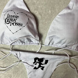 Punk Gothic Fashion Women Swimwear 2000s Emo Girls Y2k Style Letter Print Bikini Set Sexy Thong Swimsuit Two Pieces Bathing Suit