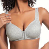 Women's Bra Wire-Free Front Closure Solid Color Full Coverage Fixed Cups More Considerate for Middle-Aged And Elderly Individual