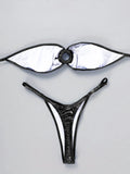 DEKA Sexy Shiny Gold Bandeau Bikini Set Women Ring Linked Hollow Out Push Up Bra Micro Swimsuit Bathing Suit Thong Swimwear