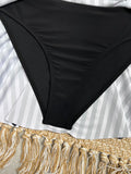 Vintage Black Striped Tankini Set 2026 Women Front Tie Pleate Skirt High Waist Two Piece Swimsuit Bathing Suit Holiday Swimwear