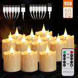 Rechargeable LED Candles Waterproof Flameless Candle with Remote Timer for Home Decor Holiday Wedding Day Tea Candle  Light