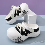2026 New DIY Lace-up Fashion Clogs For Women Platform Slippers Thick Sole Summer Shoes Female Street Sandals Home Beach Slides