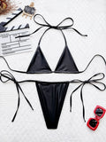 Extreme Mini Micro Thong Bikini PU Leather String Bikini Women Swimwear Female Swimsuit Two-pieces Bikini Set Bathing Suit Swim