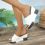 Summer Outdoor Women Wedges Sandals Fashion Slip-On Peep Toe Sandals Woman Breathable Soft Leather Platform Shoes for Woman