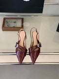 White Thin Heeled Sandals 2026 Women's Low-Heeled Shoes With Strap Brown Summer 2026 New Girls Fashion French OL Single Shoes