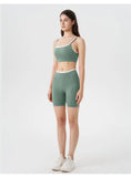 Women's 2-piece Yoga Set Fake Two-Piece Color-Block White Stripe Camisole Running Sports Bra Shorts Yoga Outfit Set