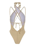 Sexy Hollow Out One Piece Swimwear Push Up Women's Swimsuit  2024 Trend Solid Bath suits Halter Monokinis Summer Beachwear