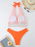Halter Bikini 2025 Solid Bandage Swimsuit Women Padded High Cut Swimwear Female Bathers Bathing Swimming Swim Suit Beachwear