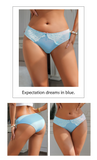 Blue Sexy Striped Lace Bow Sheer Mesh Panties for Women Push Up Cheeky Underwear Daily Lingerie Intimates Gift for Wife