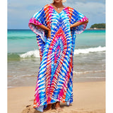 2026 New Colorful Kaftan Tunic Beach Dress Beach Wear Beachwear Beach Cover Up Cover-upsLoose Maxi Dress Female Women V4428
