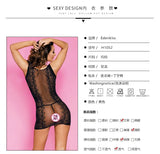 Sexy Pajamas Mesh Underwear Dress Stockings Passion Set