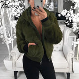 Phantasy Women's Hoodies Women Clothing Streetwear New Style Fashion Hooded Imitation Fur Plush Coat Solid Color Jacket Female