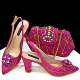 Doershow beautiful Italian Shoes And Bag Sets For Evening Party With Stones Italian Leather Handbags Match Bags! 1-30