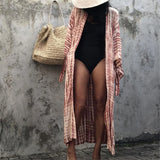 New 10 Colors Printed Long Sleeve With Belt Tunic Beach Cover Up Cover-ups Beach Dress Beach Wear Beachwear Female Women V4521