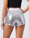 Fashion Women Summer Sequin Shorts Elastic Waist Wide Leg Loose Mini Short Pants Daily Casual Going Out