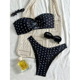 XS - L Polka Dot Bandeau Brazilian Bikini Women Swimwear Female Swimsuit Two-Pieces Bikini Set Bather Bathing Suit Swim V7711