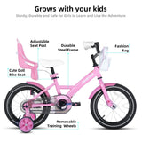 Joystar Kids Bike For Girls With Training Wheels Doll Seat