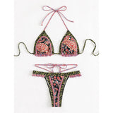 5 Colors Sexy Printed Halter Frilled Bikini Women Swimwear Female Swimsuit Two-Pieces Bikini Set Bather Bathing Suit Swim V4651