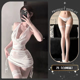 Lace Mesh Sexy Pure Desire Style With Halter Neck Dress Solid Color Backless Deep V Suspenders Sleeveless Transparent Dress GSG8