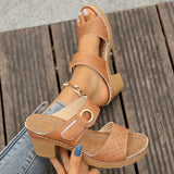 Hook Loop Thick High Heel Sandals Women Hollow Out Summer Beach Sandles Woman Plus Size Anti-Slip Platform Sandalias De Mujer