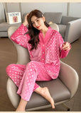 Autumn and winter new gold velvet pajamas V-neck Korean velvet sweet and sexy lace home clothes