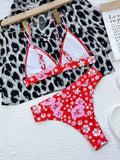 Bikini 2026 Sexy Swimwear Swimsuit Women Push Up High Waist Backless Floral Print Red Bikinis Set Bathing Suit Beach Bikini New