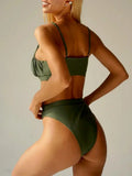 2026 Wrinkled Ruched High Waist Bikini Women Swimsuit Female Swimwear Two Pieces Bikini Set High Cut Bathing Suit Swim Beachwear