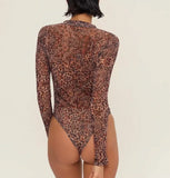 Women's Rashguard Zipper Long Sleeve Surfing Printed Swimsuit Women 2025 One Piece Bodysuit Push Up UV Protection Swimsuit Lady