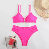 2025 U-wire Bikini Women Sexy Strappy Swimwear Female Solid Swimsuit Bathers Bathing Swimming Swim Suit Beachwear