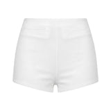 2026 Summer Women Shorts with Pockets Elegant Solid Color Low Rise Slim Fit Mini Shorts for Beach Daily Wear