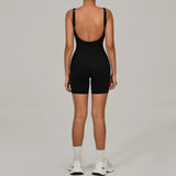 Padded Sports Jumpsuit Short Women Yoga Sets Gym Bodysuits Sexy Backless Fitness Jumpsuits Female Push Up Workout Overalls