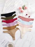 10 PCS Multicolor Women Ribbed Thongs Soft Viscose Blend Low Waist T-back Panties for Daily Wear