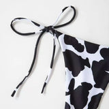 New Style Cow Print Lace-Up Halter Neck Sexy and Fashionable Women's Two-Piece Bikini Swimsuit