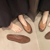 Women Crystal Jelly Shoes Girls Fashion Summer Flats Sandals V-mouth Slip-on Style Soft Sole Girls Daily Walking Driving Flats