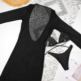 Sexy Solid 3 Piece Micro Bikinis Women Swimsuit 2025 New Swimwear With Long Sleeve Bathing Suit Beachwear Biquini Female