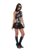 New Chinese style cheongsam hip-covering skirt Royal sister style tight lace national style printed fashion dress
