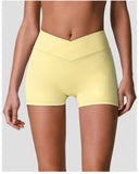 Outdoor Running Yoga Shorts Women Summer Crossed V Waist Hip Lifting Fitness Tight Sports Pants Quick Drying Gym Fitness Shorts