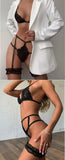Women's Sexy Lingerie Set Lace Porn Costumes 3 Piece Push Up Bra G-String Garter Exotic Sets Lenceria Erotic Underwear For Sex