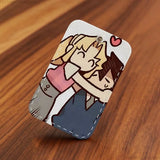 I Love Amy  AMY x BIBI Anime Rectangle Card Case Keychain Access Card Bag Key Tag Ring Leather Card Holder Key Ring Access