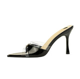 BIGTREE Shoes Women PVC Transparent Shoes for Women Sexy Pointed Open Toe Shallow Slider Slippers Ladies Sandal High Heels Mules