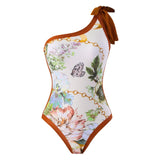 2026 One Shoulder Swimsuit & Long Skirt Padded Sexy Swimwear Women Bathing Suit Female Swimming Summer Beachwear Bodysuit