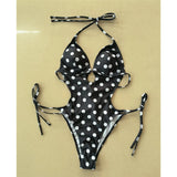 S - XL Polka Dots Halter High Leg Cut One Piece Swimsuit Women Swimwear Female Backless Monokini Bather Bathing Suit Swim V7539