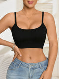 Women's Cropped Tank Top Sleeveless Padded Camisole with Crisscross Adjustable Straps Fashion Korean Style Women's Top