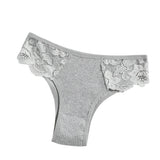1 Pack Women's Lace Trim Ribbed Cotton Panties Breathable Low-Waist Briefs Sexy Side Lace Lingerie Skin-Friendly Underwear S-L
