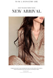 2026 Pajamas for Women Ice Silk Sexy Lace Small Leopard Print Long Sleeve Home Clothes Pajamas Set Can Be Weared Outside