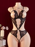 Libertinage Bandage Sexy Lingerie Women Lace Hollow Bodysuit Erotic Pajamas Teddy Babydoll Dress Open Crotch Porn Underwear Set